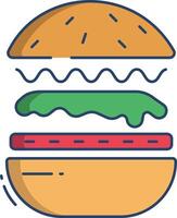 hamburguesa lineal color ilustración vector