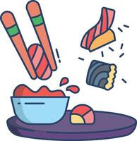 Sushi linear color illustration vector
