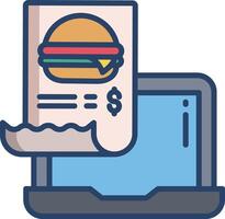 Online Food invoice linear color illustration vector