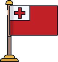 Tonga flag linear color illustration vector