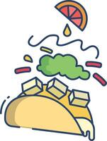 Taco linear color illustration vector