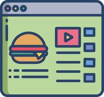 Burger Online linear color illustration vector