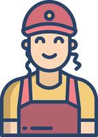 Waiter woman linear color illustration vector