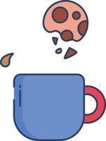 Milk and cookies linear color illustration vector