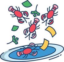 crayfish linear color illustration vector
