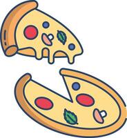 pizza linear color illustration vector