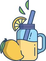 Mango lemonade linear color illustration vector
