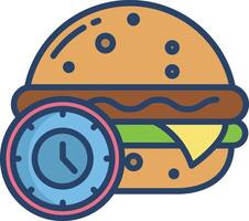 Burger time linear color illustration vector