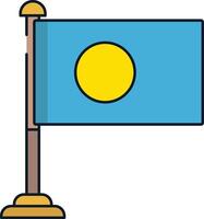 Palau flag linear color illustration vector