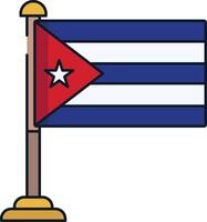 Cuba flag linear color illustration vector