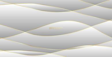 Abstract background with gold waves. Luxury paper cut background, golden pattern, halftone gradients, cover template, geometric shapes, modern minimal banner. 3d illustration. vector