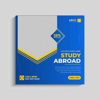 Study abroad social media post or admission Web Banner template vector