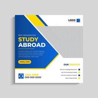 Study abroad social media post or admission Web Banner template vector