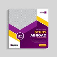 Study abroad social media post or admission Web Banner template vector