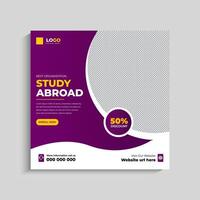 Study abroad social media post or admission Web Banner template vector