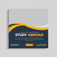 Study abroad social media post or admission Web Banner template vector