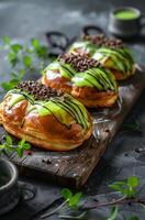 Wooden Cutting Board Covered With Pastries photo