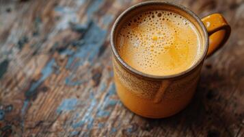 A Cup of Coffee on a Wooden Table photo