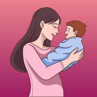 Illustration of a mother embracing her child vector