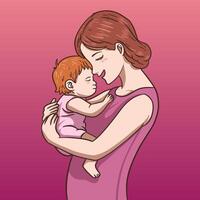 Illustration of a mother embracing her child vector