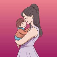 Illustration of a mother embracing her child vector