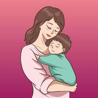 Illustration of a mother embracing her child vector