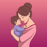 Illustration of a mother embracing her child vector