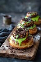 Wooden Cutting Board Covered With Pastries photo