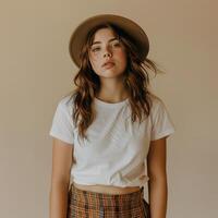 Woman Wearing Hat Sitting on Chair photo
