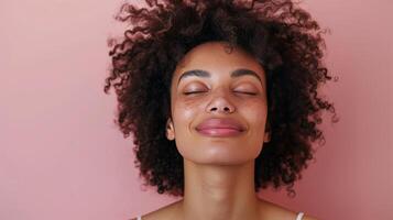 Woman Meditating With Eyes Closed photo