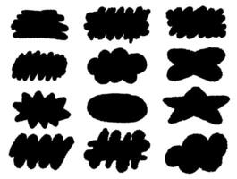 Collection of Black Abstract Shapes on White Background vector