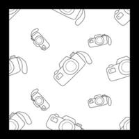 Retro Photo Camera pattern. Outline Illustration Isolated on White background. Linear Template, Monochrome Background for Textile, Fabric, Wallpaper, Wrapping Paper. vector