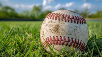 Baseball on Lush Green Field photo