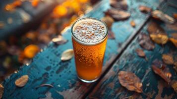 Glass of Soda on Wooden Table photo