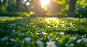 Daisies in a Grass Field photo