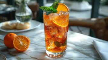 Glass Filled With Ice and Orange Slices photo