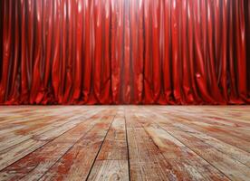 Stage With Red Curtains and Wooden Floor photo