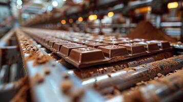Conveyor Belt Filled With Chocolate photo