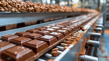 Conveyor Belt Filled With Chocolate photo