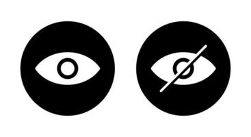 Eye and sensitive content icon on black circle. Visible and invisible button vector