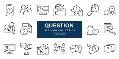 set Question icon sign and symbol isolated on white background vector