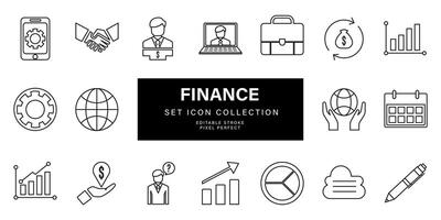 Set of Outline stroke business and Stock icon illustration vector