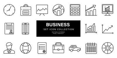 Set of Outline stroke business and Stock icon illustration vector