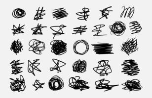 Set of graffiti scribble round. Circle scratch pen brush. Drawing elements. Tangle circle black line. vector