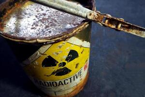 Decay of old Radioactive material container photo
