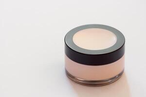 The beautiful mockup showcases good cosmetic packaging for cream containers, emphasizing future cosmetic innovations. photo