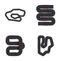 Racing track icons set cartoon . Curve and circle racetrack vector