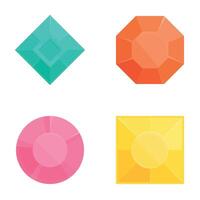 Gemstone icons set cartoon . Different shape and color precious stone vector