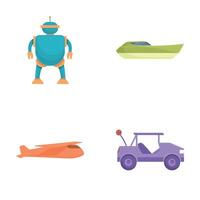 Colorful set of transportation and robot icons vector