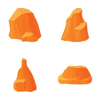 Set of cartoon rocks and boulders